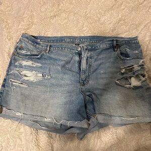 American Eagle Outfitters Blue Distressed Jean Shorts